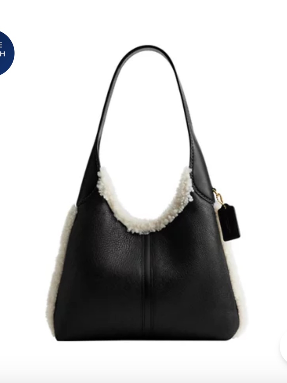 Coach Black Shoulder Bag with White Shearling Trim